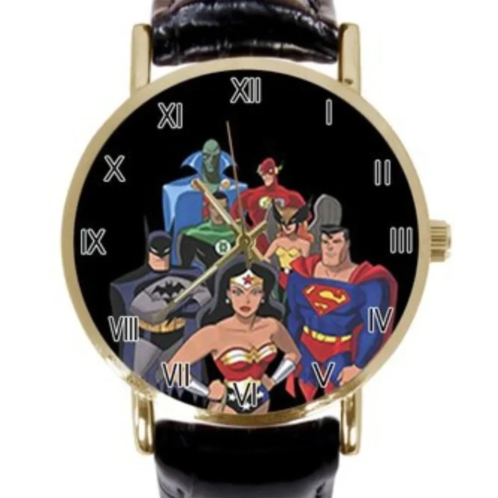 Super Heros Watch Faux Leather Band